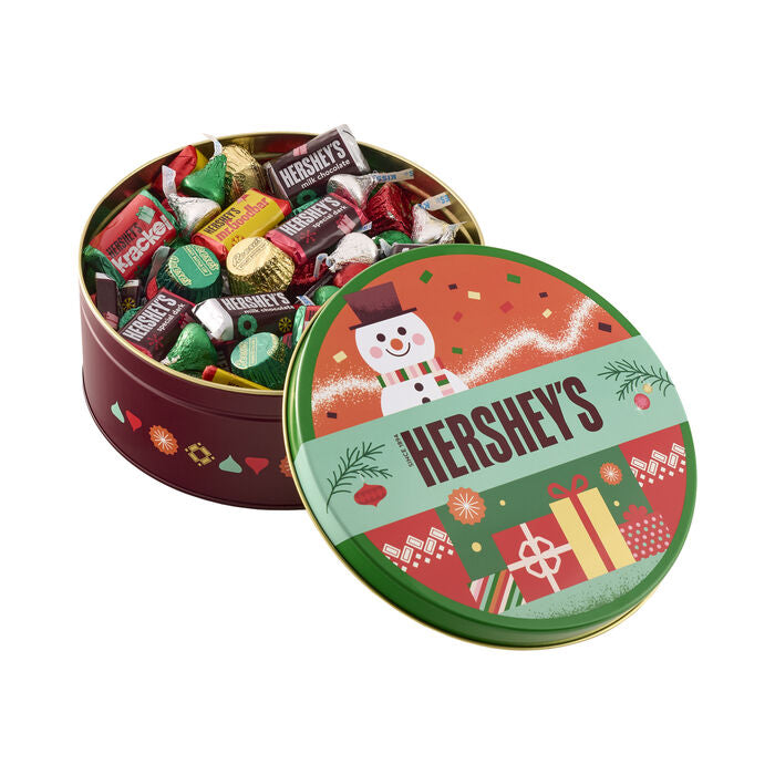 HERSHEY'S Assorted Holiday Wrapped Miniature Candies Tin (2lbs)