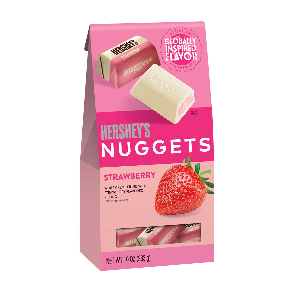 HERSHEY'S NUGGETS Flavors of The World White Creme Strawberry Flavored Chocolates, 10oz Pouch