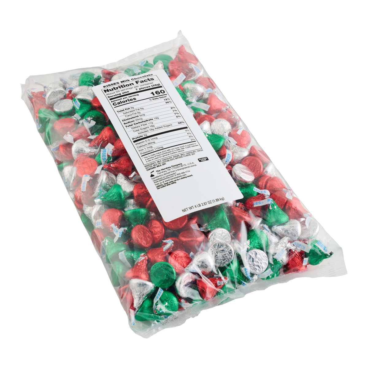 HERSHEY'S KISSES Milk Chocolates in Holiday Mixed Foils - 66.7oz Candy Bag