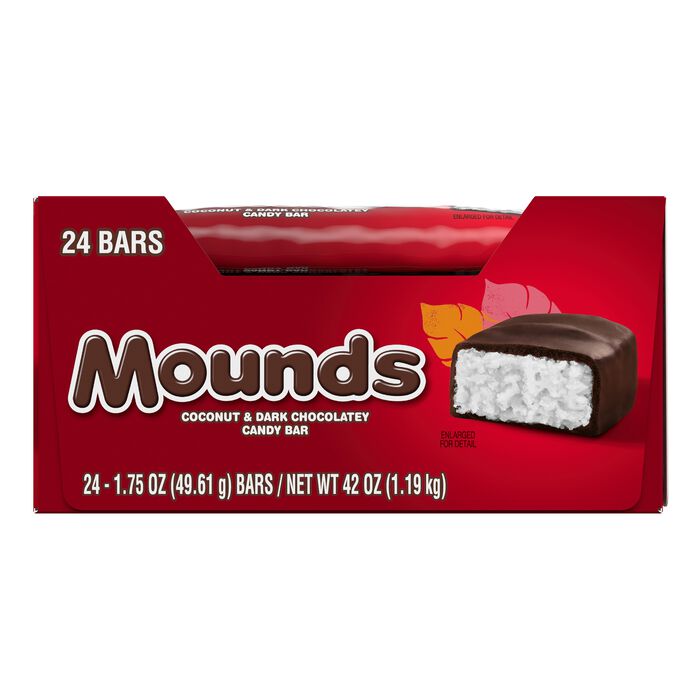 MOUNDS Dark Chocolate and Coconut Candy Bars, 1.75 oz (24 Count)