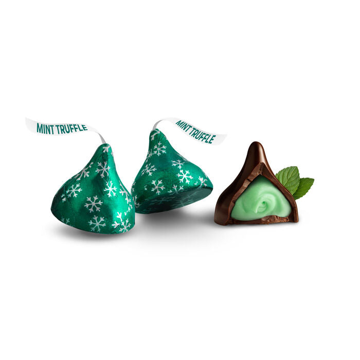 HERSHEY'S KISSES Mint Truffle Flavored, Christmas , Candy Bag, 8.2 oz