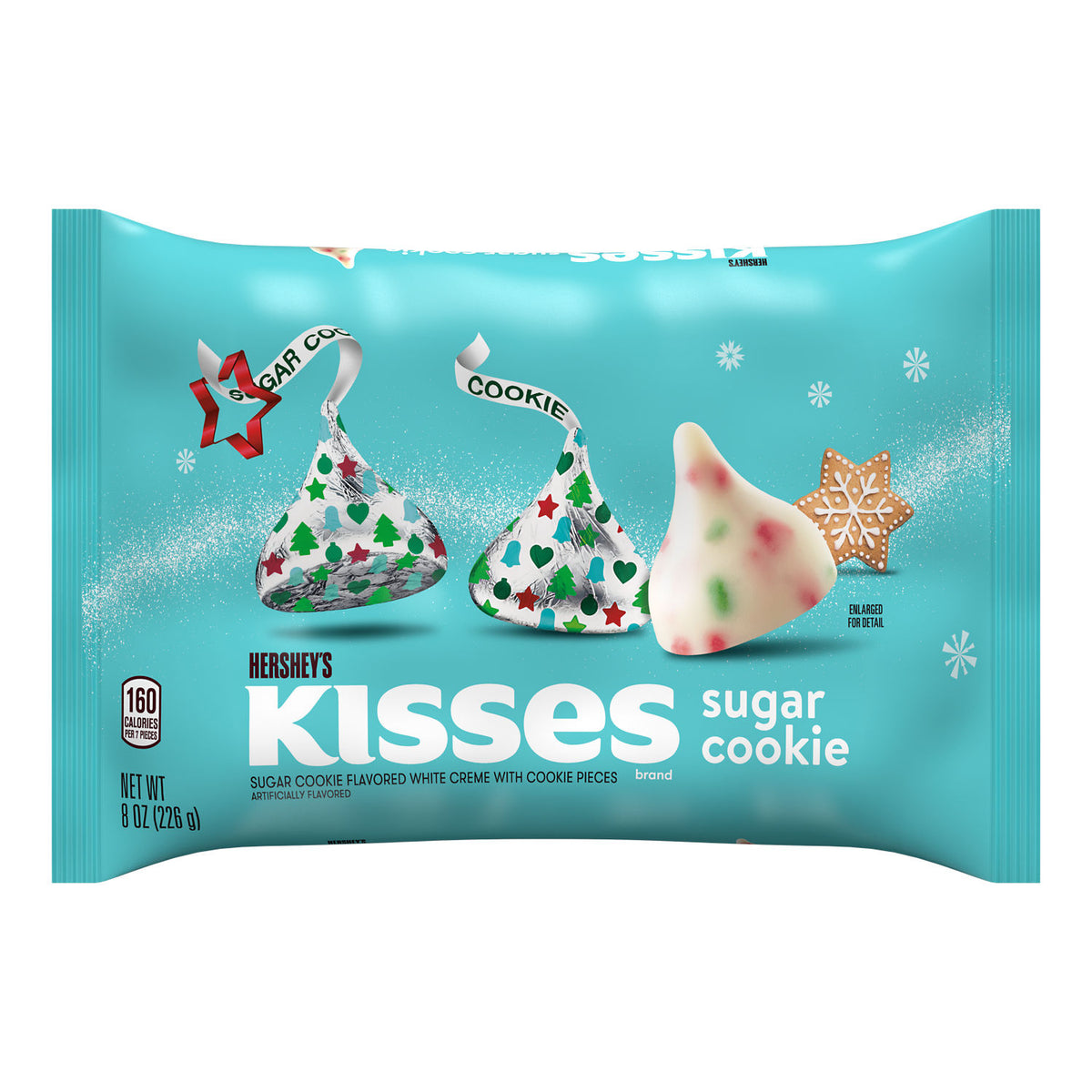 HERSHEY'S KISSES Sugar Cookie Flavored, Christmas , Candy Bag, 8 oz