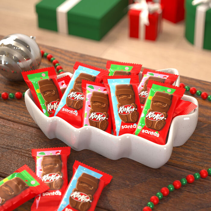KIT KAT® Milk Chocolate Wafer Snack Size Santas, Christmas Candy Bag, 8.85 oz