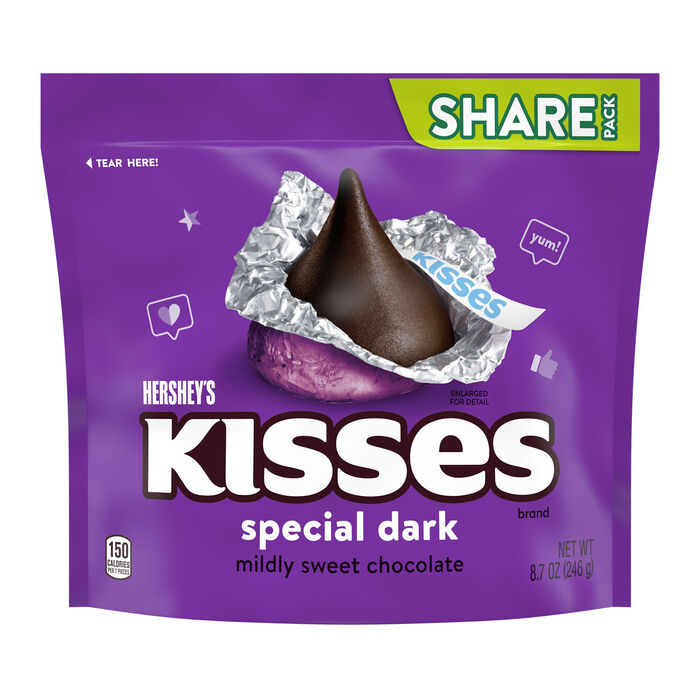 HERSHEY'S KISSES SPECIAL DARK Mildly Sweet Chocolate Candy Share Pack, 8.7 oz