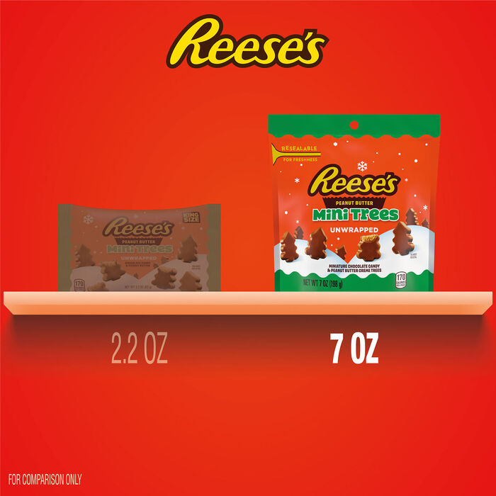 REESE'S Chocolate Peanut Butter Creme Mini Trees, Christmas , Candy Bag, 7 oz