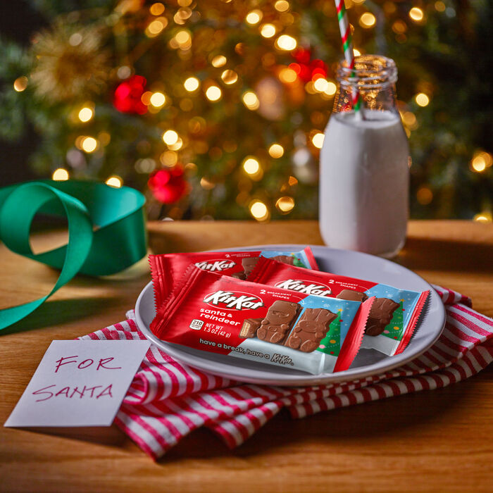 KIT KAT® Milk Chocolate Wafer Santa and Reindeer, Christmas , Candy Bar, 1.5 oz (24ct Box)
