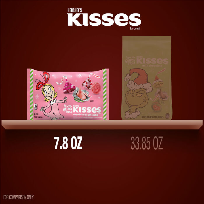 HERSHEY'S KISSES Grinch Strawberry Sugar Cookie Flavored, Christmas , Candy Bag, 7.8 oz