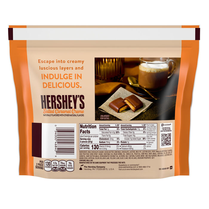 HERSHEY'S Salted Caramel Creme Flavored Snack Size Candy Bag, 8.4 oz