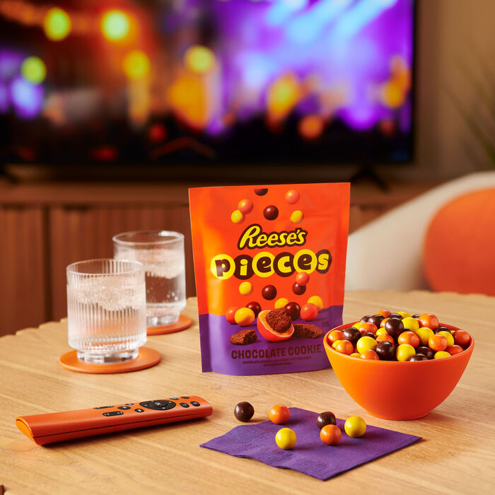 REESE'S PIECES Chocolate Cookie and Peanut Butter in a Crunchy Shell Candy Bag, 7.6 oz