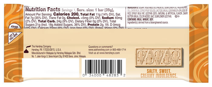 HERSHEY'S Salted Caramel Ice Cream Flavored Standard Size Candy Bar, 1.38oz (24 Count)
