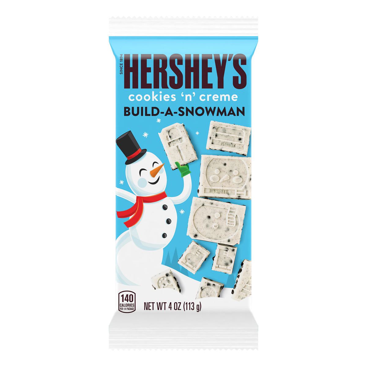HERSHEY'S Build-A-Snowman Cookies 'n' Creme, Christmas Candy Bar, 4 oz