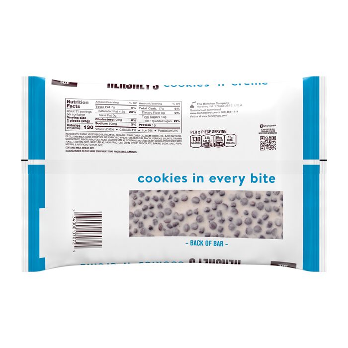 HERSHEY'S Cookies 'n' Creme Snack Size, Individually Wrapped Candy Bars Bag, 10.35 oz