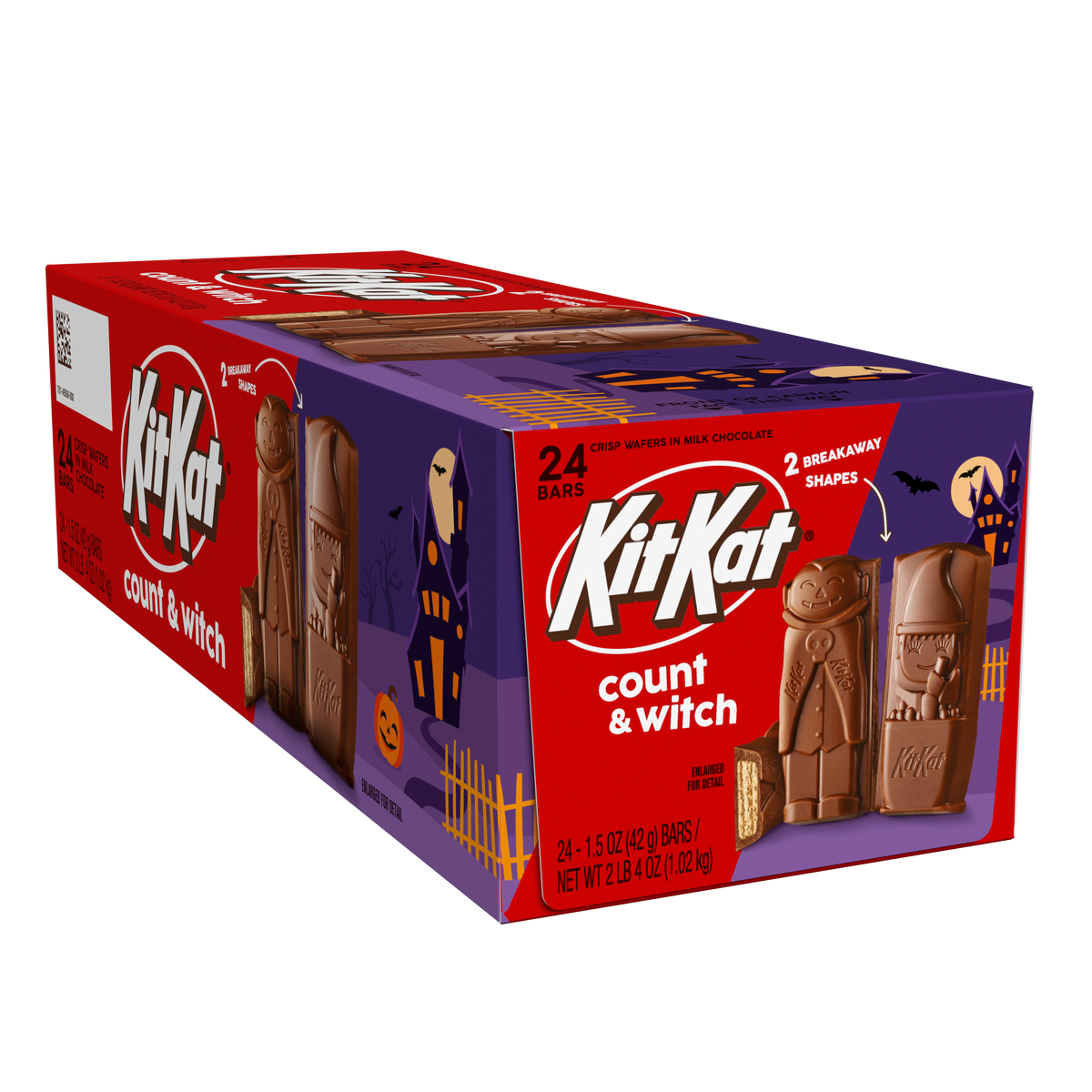 KIT KAT® Milk Chocolate Wafer Count and Witch, Halloween Candy Bar, 1.5 oz