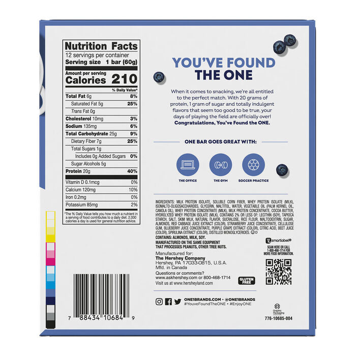 ONE Blueberry Cobbler Flavored Protein Bars, 2.12 oz (12 Count)
