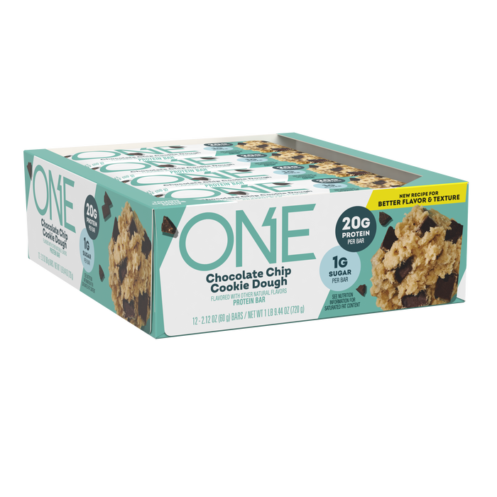 ONE Chocolate Chip Cookie Dough Flavored Protein Bars, 2.12 oz (12 Count)