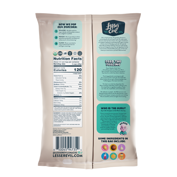 LesserEvil Garlic Parmesean Popcorn 4.6oz