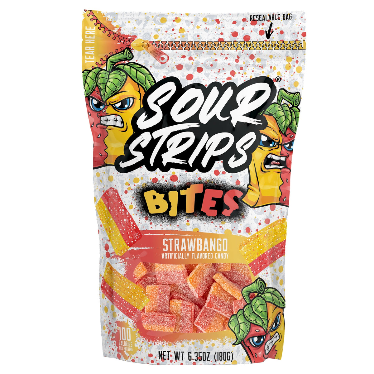 Sour Strips Strawbango Bites Candy Bag, 6.35oz