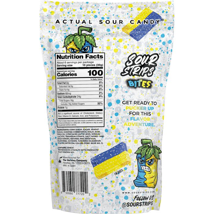 Sour Strips BlueRazz Lemonade Bites Candy Bag, 6.35oz