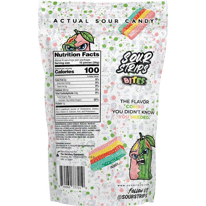 Sour Strips Melonade Bites Candy Bag, 6.35oz