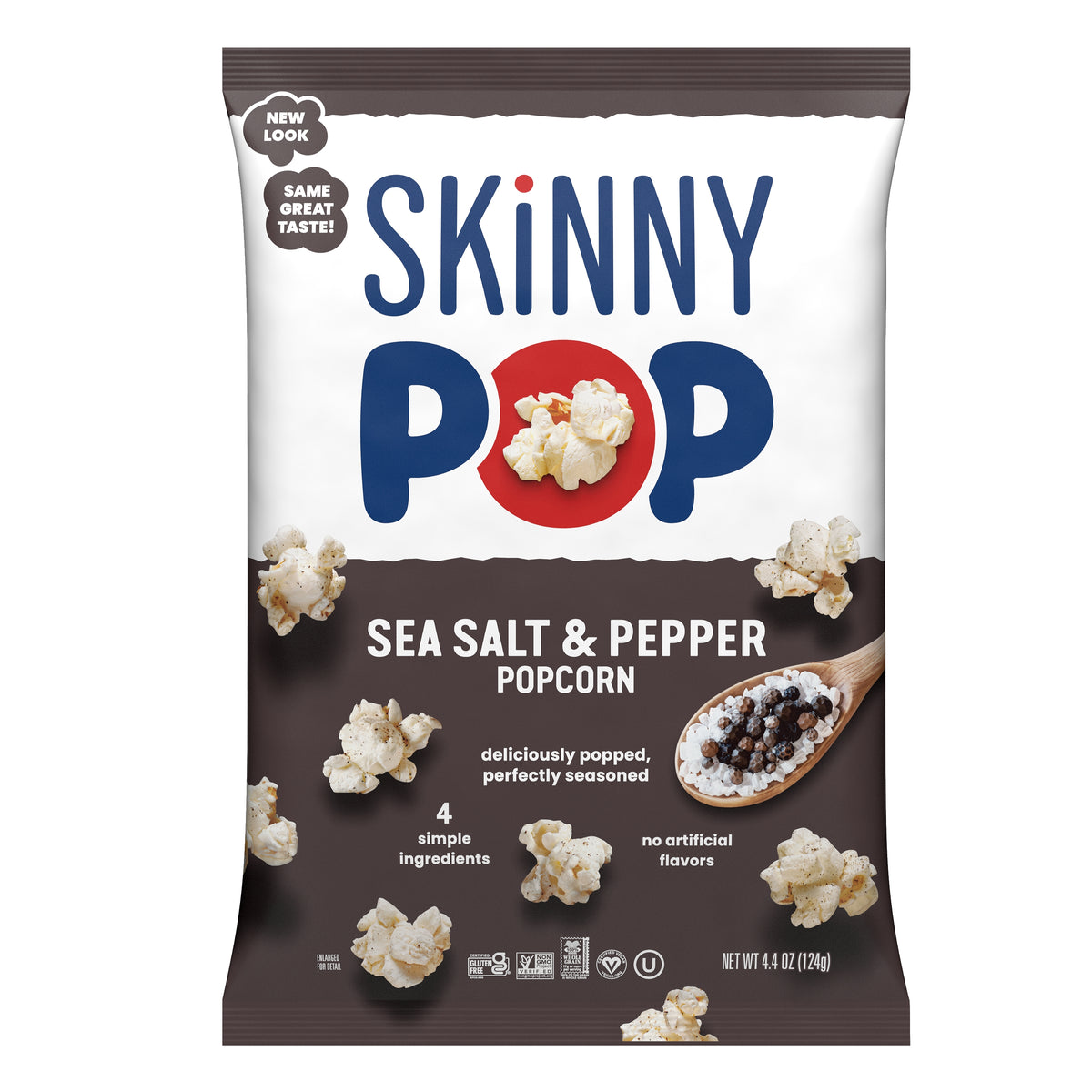 SKINNYPOP Sea Salt & Pepper Flavored Popcorn, 4.4 oz bag