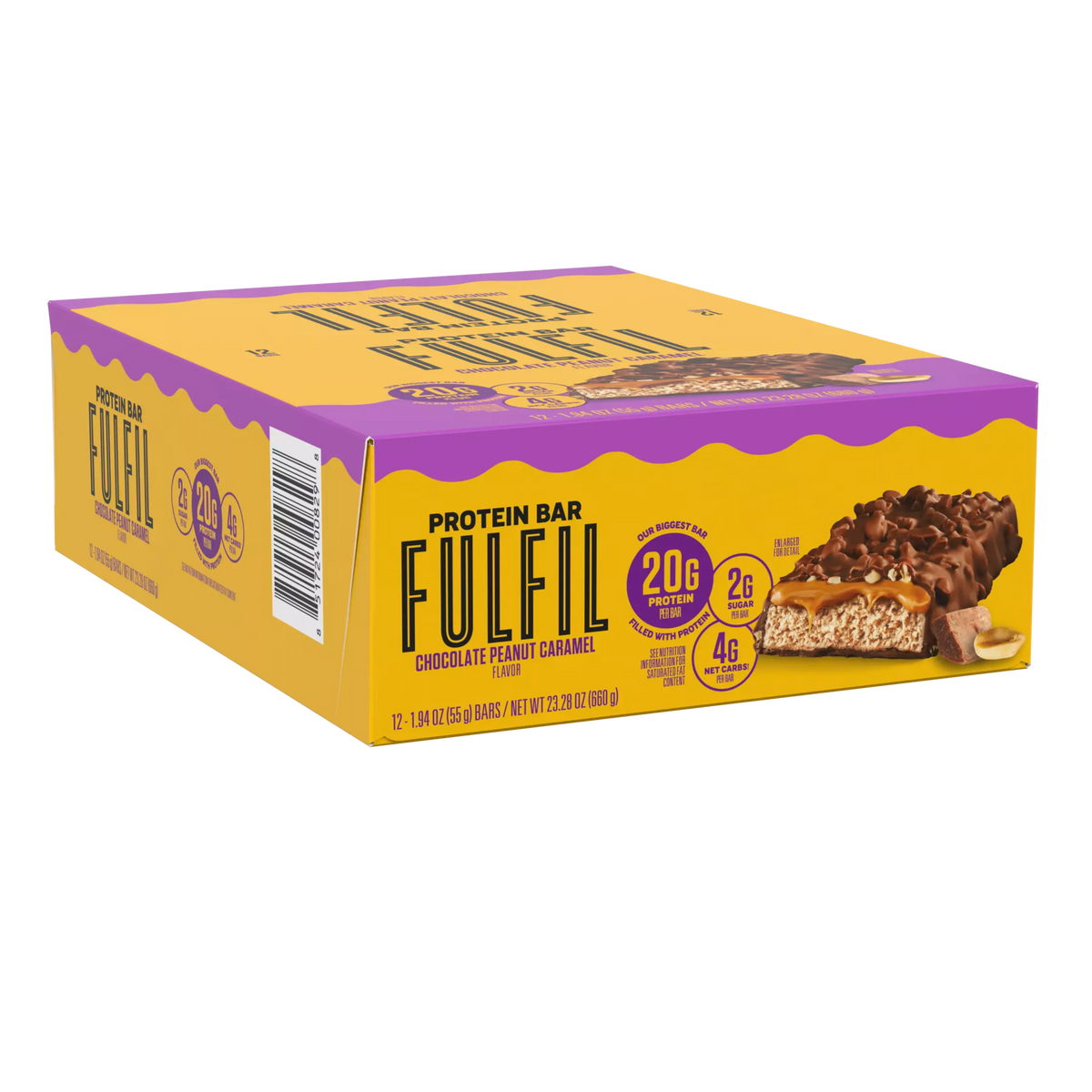 FULFIL Chocolate Peanut Caramel Flavor Protein Bar Box, 1.94 oz ea. (12 count)