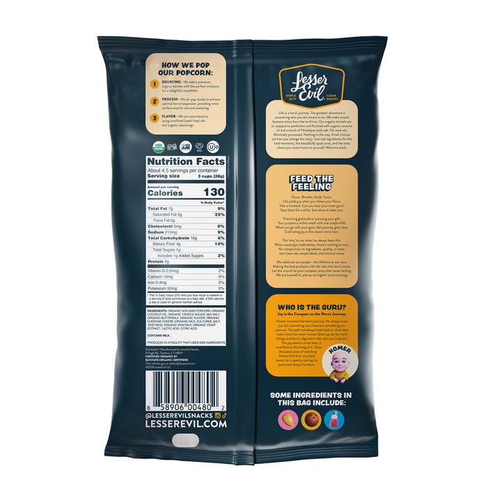 LesserEvil Cheddar Popcorn 4.6oz