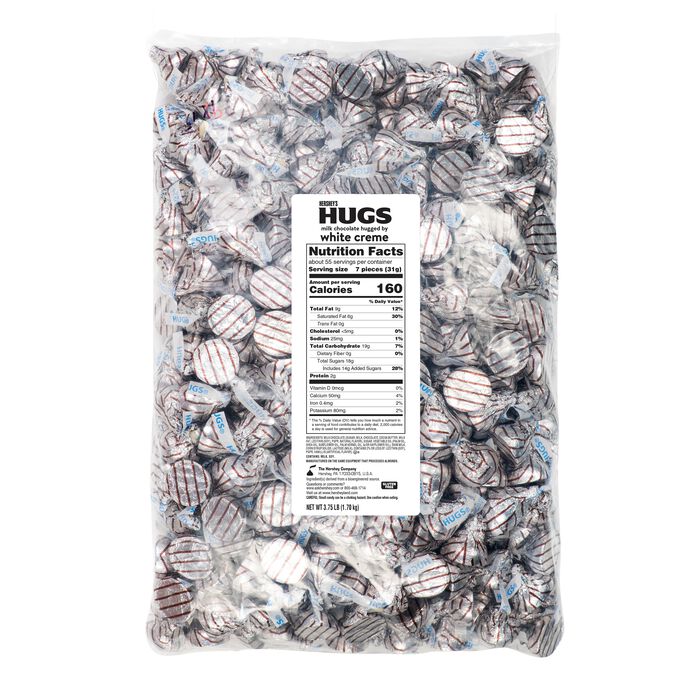 HERSHEY’S HUGS Milk Chocolate and White Creme Candy 3.75 lb Bulk Bag